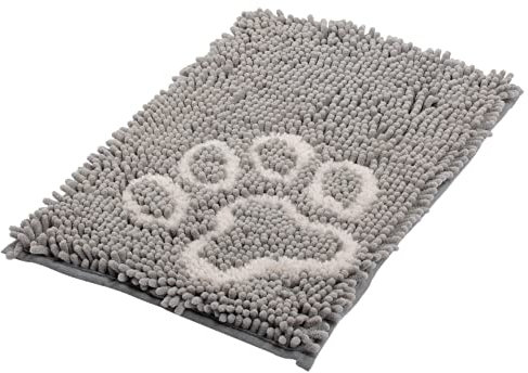 Bunty Indoor Dog Doormat - Low-Profile, Washable, Soft Non Slip Dog Mat for Muddy Paws, Spills, Rain - Cosy Crate Mat, Water/Food Bowl Spill Protector - XS, 31x46cm, Grey