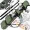 ANGELSET Survival Meeresangeln | 2 Pilk- Ruten Norwegen 300 cm + 2 Meeres- Rollen + Pilker und Angel Zubehör in Köderboxen + Angel- Werkzeug für den Angler + Rutentasche 155 cm Oxford