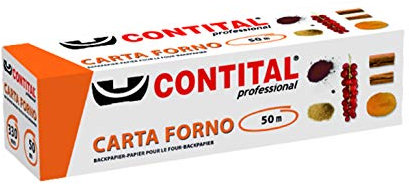 CONTITAL Rotolo Professionale Carta Forno per Alimenti con astuccio, larghezza 33 cm, 50 metri