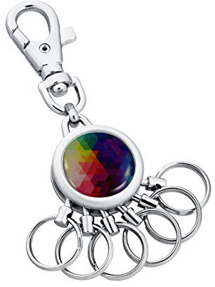 Jadani Schlüsselanhänger Kingsport mit Karabinerhaken und 6 abnehmbaren Ringen - verschiedene Designs erhältlich (Colourful Triangle)