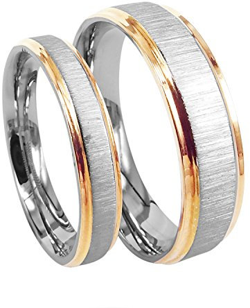 Everstone Verlobungsringe Paar Eheringe Eheringe Titan zwei Töne Rings Größe: 47-76