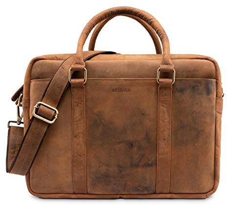 LEABAGS Leder Aktentasche Herren & Damen I Echtleder Laptoptasche bis 16 Zoll I Umhängetasche mit Schultergurt I Schultertasche I Messenger Bag I Arbeitstasche I Lehrertasche