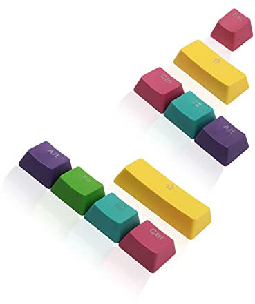 Happy Balls PBT Tastenkappen mit Hintergrundbeleuchtung CMYK Keycap Set Doubleshot OEM Profil Cherry MX Key Caps Top Print Puller für Standard US UK Layout 104/108/87 TKL Switches Mechanische Tastatur