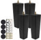 Jetcloud Lot de 4 pieds de meubles en bois pour canapé, commode et ottomane - Hauteur : 15 cm - Noir