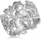 TJC White Diamond Leaf Ring for Womens for Nature Lover in Platinum Plated 925 Sterling Silver Size P April Birthstone