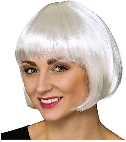 PAPSTAR NEU Perücke Damen Bob, Pagenkopf mit Pony, Foxy Cabaret, weiß - mit Haarnetz