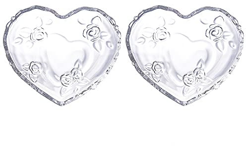Gaolinci Herzförmige geprägte Glasschale Obstsalat Schüssel Dessertschale (2er Set)