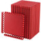Schutzmatten Set EXTRA DICK - 2cm - PREMIUM Fitness Geräte Unterlegmatte 8 St. EXTRA LARGE (60 x 60 cm – jede Fliese) (2.87 m² – alle zusammen) - Rot - Bodenschutzmatten zusammenstecken Indoor Outdoor