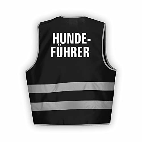 Fassbender-Druck WARNWESTEN - Sicherheitsweste SCHWARZ Warnweste nach EN ISO 20471 zertifiziert - Warn Weste HUNDEFÜHRER - Unisex mit Reflektorstreifen (SCHWARZ I 3XL/4XL I 10er Set)