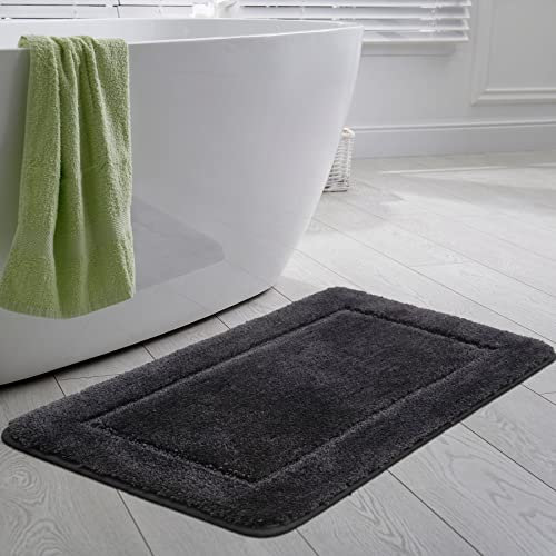 SOANNY Tappetino da Bagno Nero in Microfibra Morbida ad Alta Densità, Antiscivolo e Assorbente, Grande e Soffice, Lavabile in Lavatrice, 60 x 90 cm