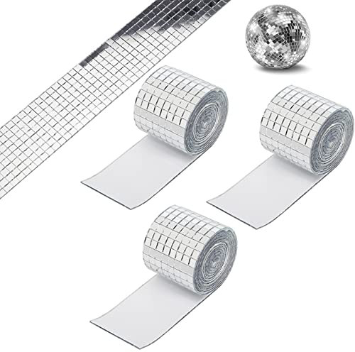 Souarts Mosaik Wandaufkleber Selbstklebende Mosaikfliesen Mosaikspiegel Spiegelfliesen Glas Wand Fliesen Aufkleber für KTV Bar Party Badezimmer Wand Spiegel Weihnachtskugeln (4cmx3m, Silber)