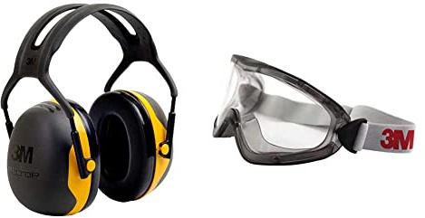 3M Coquilles antibruit Peltor X2 ; protection des oreilles, protection auditive contre les niveaux de bruit dans la gamme de 94 à 105 dB, pack de 1 & Lunettes-masque de sécurité 3M™ 2890SA, Classic