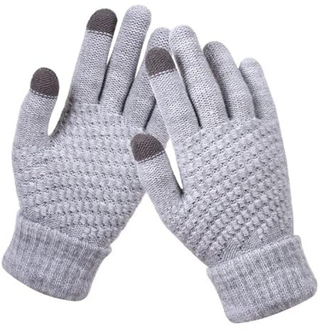 BSLVWG Frauen Winter Touchscreen Handschuhe Warme Strickhandschuhe Thermische Handschuhe Anzug für Laufen Fahren Radfahren Arbeiten Wandern Skifahren (grau)
