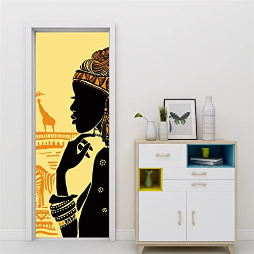 3D Türposter Türtapete Afrika & Frauen Türtapete selbstklebend TürPoster Fototapete Türfolie Poster DIY Selbstklebende Wandbild PVC Wasserdichte Tapete B90 x H200cm