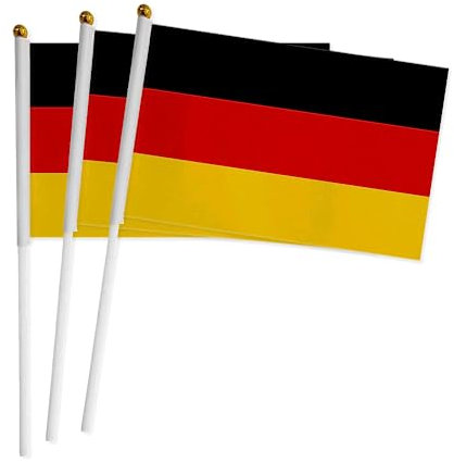 60 Stück Kurbelflaggen Deutschland für den Nationalfeiertag, Partys, Paraden, Handflagge, Sportveranstaltungen, Dekoration von Bars (Deutschland)
