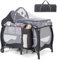 DREAMADE 102 x 72 cm Reisebett Faltbar, Beistellbett Baby mit Matratze & Rollen & Moskitonetz & Wickelauflage, 3 in 1 Babybett für Neugeborene & Kinder 0-36 Monate (Grau)