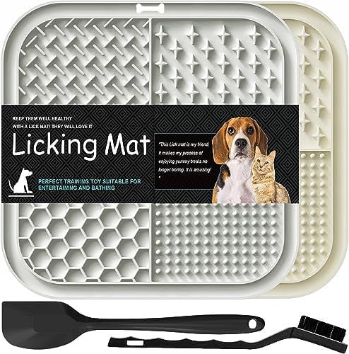 Lesipee Lot de 2 tapis à lécher pour chiens et chats - Jouet apaisant pour soulager l'anxiété - Passe au lave-vaisselle - Pour le beurre, le yaourt, les cacahuètes, le bain, le toilettage