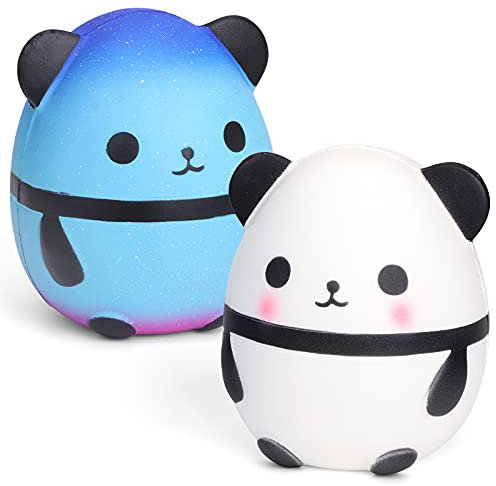 Jumbo Squishy Panda Squishies Fidget Toys for Kids Adult Slow Rising Stress Egg Ball Pop Soft Doll Scented Stress Relief Anti Anxiety EDC Squeeze Mochi Toys for 3-12 Years Old Boys Girls 2 Pack