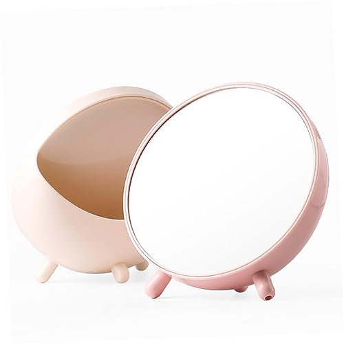 Beavorty Nordic Round Vanity Mirror Storage Box Makeup Mirror Stand for Bathroom Kickstand
