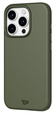 tech21 Evo Lite Hülle für iPhone 15 Pro, Khaki, Einfache Telefonhülle, TPU und Biologisch abbaubar, Fallschutz: 3m