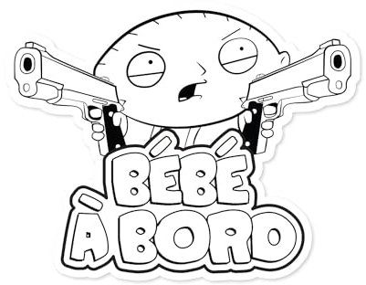 Autocollant bébé à bord, griffin family guy à bord 16x15cm vinyle haute qualité, autocollant voiture, moderne et fun, 100% français