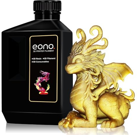 Eono Messing Glanz Metallic 3D Drucker Resin, 405nm Schnelle UV-Aushärtung Standard Resin, 3D Druck Resin mit magischem Metalleffekt für LCD DLP 3D Drucker, Metallische Messing 1000g