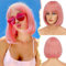 BARSDAR Rosa Kurze Perücke mit Pony, 30cm Gerade Bob mit Pony Perücke für Damen Natürlich Aussehend Hitzebeständige Synthetische Perücken Tägliche Party Halloween (Rosa)