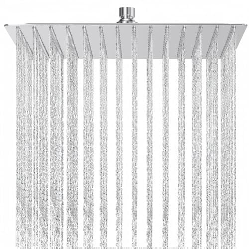 Tete de Douche Pluie - Pommeau de Douche Carré 30CM, Tete de Douche Inox, Douche Economie d'Eau Universelle Filetage 1/2 Pouce, Rotatif 360°, Inclinable 30°, Facile à Installer et à Nettoyer