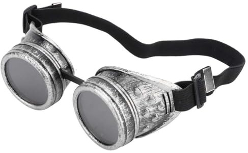 Steampunk Brille, 150x60mm/5,9x2,4 Zoll Vintage Steampunk Brille Doppellagige Sonnenbrille Gesichtsmaske Retro Pilotenbrille Sonnenbrille Cosplay Zubehör Für Damen Herren Party Requisiten Dekor