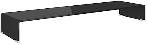QZZCED Meuble TV - Meuble TV - Table TV - Rehausseur d'écran - Verre noir - 110 x 30 x 13 cm - Pour salon, chambre à coucher - Appareil de divertissement