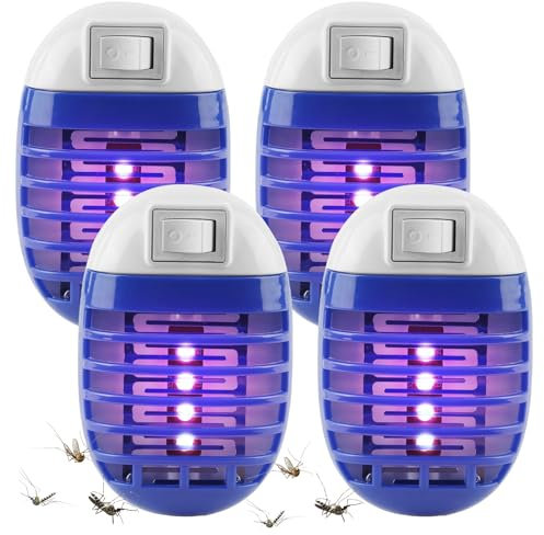 4 Stück Mückenlampe, Insektenvernichter Elektrischer Elektrisch Insekten Mückenfalle Keine giftige Mückenvernichterlampe für Innen Schlafzimmer Küche Büro