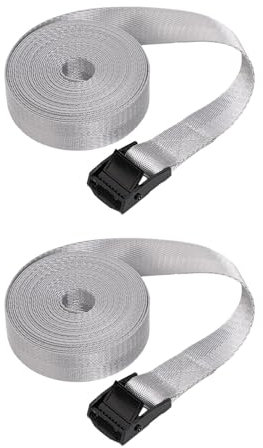 F Fityle 2 x Spanngurte, Zurrgurte, langlebig, 2,5 cm x 1 m, vielseitige, robuste Frachtgurte für Golfwagen, Fracht, Boot, Gepäck, GRAU