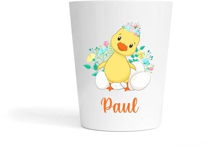 Gobelet Enfant Personnalisé – Incassable en Polymère – Motif Petit Caneton & Œuf + Prénom – Idéal École, Bébé, Enfant, Cadeau Pâques