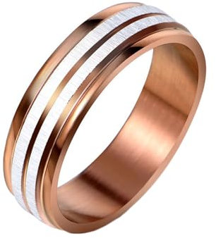 Whoiy Rose Vergoldet Eheringe Matt, Herren Verlobungsringe Verlobungsringe 6MM Zweifarbig Edelstahl Ringe mit Gravur Größe 70 (22.3)