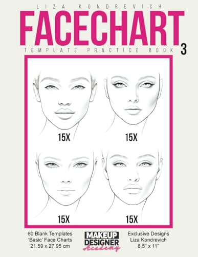 Facechart Template Practice Book 3: Blank Face Chart Makeup Templates