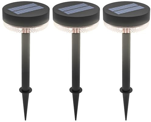 Outsunny Solarlampen, 3 Stück Solarleuchten, Solar Gartenleuchte mit Bewegungsmelder Warmweiß Lichte, Auto Ein/Aus, IP65 Wasserdicht für Rasen, Balkon, Schwarz