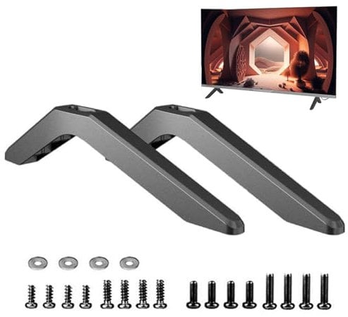Mecmbj 2 Piezas Pie Television Universal, Soporte de Pie para TV con Kit de Tornillos, para Mayoría de Televisores LCD de 32 a 55 Pulgadas, Capacidad Carga de hasta 75kg (Negro)