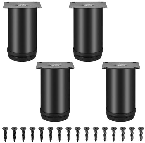 4 Pcs Pied de Meuble, Pieds de Meuble, Pied de Meuble Reglable 0-15 mm, Pied Réglable, Pieds Réglables en Hauteur, Pieds de Canapé, Pieds de Armoire, Pieds de Lit pour Table Armoire Cuisine (10cm)