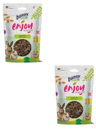 Bunny EnjoyNature - Legno di mela, confezione doppia, 2 x 100 g, mangime per conigli e altri roditori, opzione di snack naturale per conigli e roditori, senza zucchero