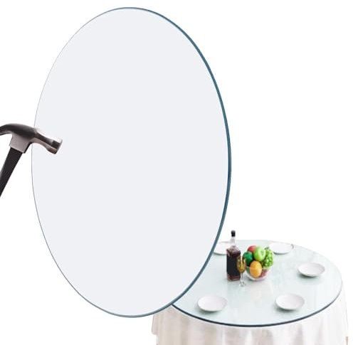 IMUNKT Runde Glasplatte Ø35-100cm, Tischplatte Gehärtetes Sicherheitsglas, Tisch Glasplatte Ersatzteil, 8mm Dick Transparent Gehärtetem Glas, Für Hotel, Haus(60cm(24in))
