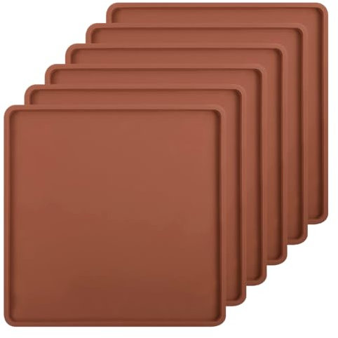 SFV 6 Pack Silicone Dehydrator Trays, 14 x 14 Flexible & Durable Dehydrators Sheets for Excalibur, Non-Stick, Reusable Mats Tray Dryer for Eggs, Fruit Leather, Meat, Herbs, Brown