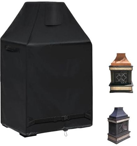 Outdoor-Kaminabdeckung, Outdoor-Feuerstellenabdeckung – Holzofen-Kaminschutz, aufrechter Terrassen-Kaminschutz, robuster Schutz für Outdoor-Kamine, 96,5 x 66 x 137,2 cm