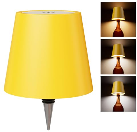 WOKWOYIO Wireless Bottle Lamp， Wireless Lamps Rechargable, Touch Control Stepless Dimming 3 Color Temperatures Bottle Lamp Kit Lampshade for Bar,Restaurant，Room Decor