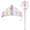 HOTUT Princesse Dress-Up Accessoires, 2 pièces Accessoires de Fête d'habillage de Princesse, avec LED Lumineux Diadème/Baguette Magique, Parfait pour Cosplay Noël Fête-Lumières Colorées-Rose