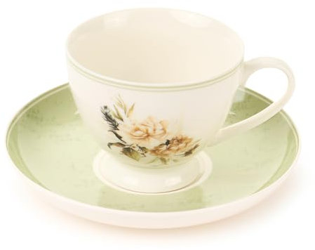 Nuvole di Stoffa Set 2 tazze da tè in porcellana con piattino, Shabby Chic, Garden Flower 250 ml 2 varianti(2pz) A