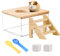 XRPRPX Salle De Bain pour Hamster Salle Bain Hamster Transparente Boîte de Bain de Sable Transparente pour Hamster avec Échelle, Pelle et Couverture en Bois Salle de Douche en Acrylique Transparent