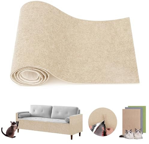 Selbstklebend Kratzmatte Katze,40×200cm DIY Climbing Cat Scratcher,Katzenkratzmatte für Schützt Teppiche,Trimmbare Selbstkleber Kratzwand Katzenkratzbretter,Protect Your Furniture from Claws