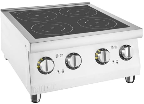 Buffalo Induction Hob Four Zone, 2x3kW | Provides rapid, even heat distribution across multiple cooking vessels for heavy-duty commercial catering use.