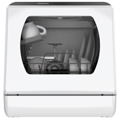 Hermitlux Table Top Dishwasher for 5 Place Settings (5L Tank), Tabletop Dishwasher no Plumbing with 6 Programmes Including 360° Spray Arms | Hot - Air Drying | Energy Class D | No Installation