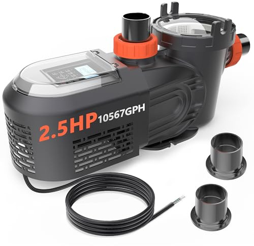 VARMINPOOL Variable Speed Pool Pump Inground, 2.5HP, 10567GPH High Flow Energy Efficient Pool Pump for Above Ground Pool, Programmable Timer, Rain Cover, 220V, Large Filter Basket